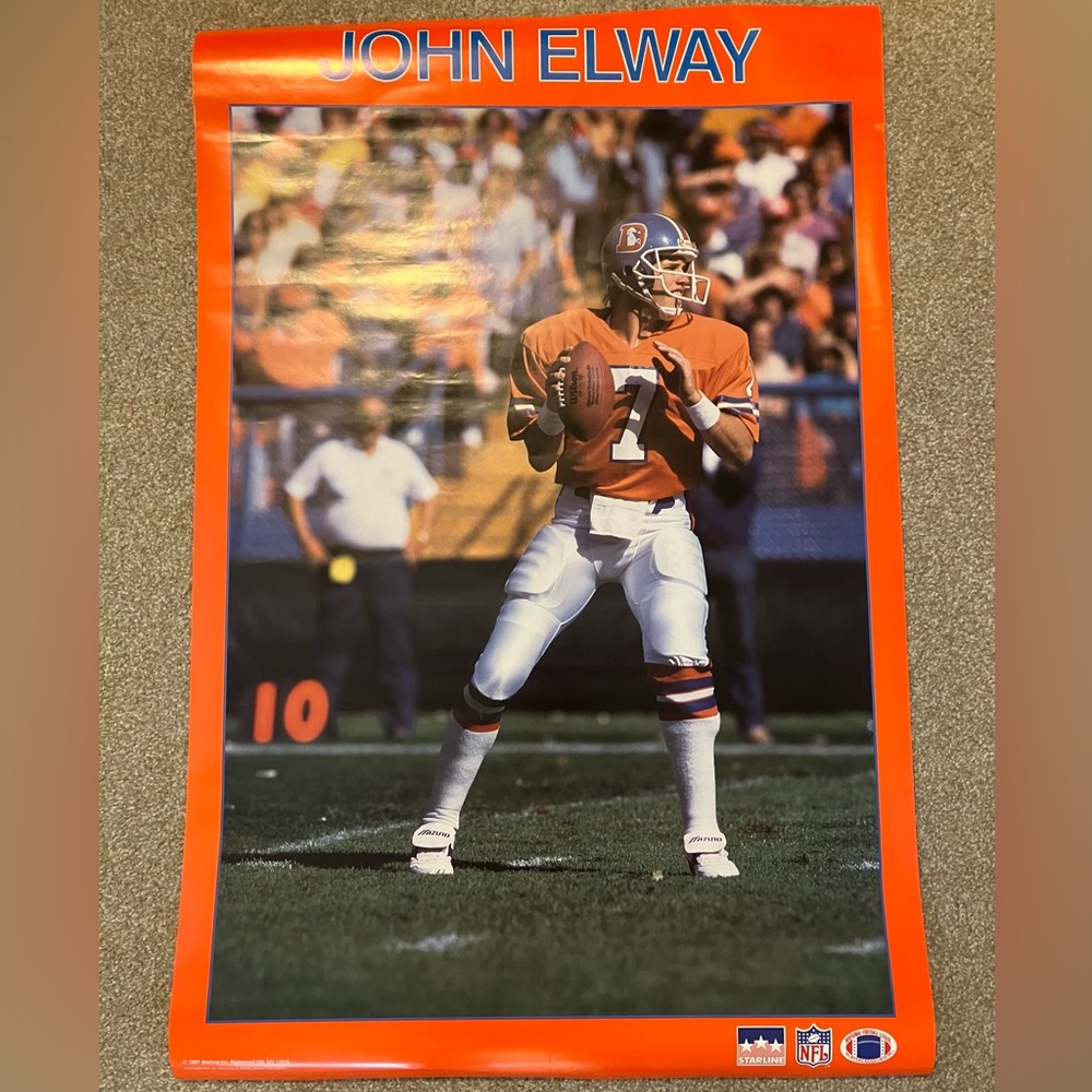 Denver Broncos John Elway 1987 NFL Starline Football Poster